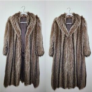 Vintage Genuine Raccoon Fur Long Coat
